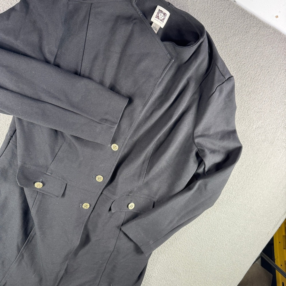 Anne Klein Jacket Women L‎ Gold Buttons Pockets Coat Military Style Goth Street - Picture 9 of 9